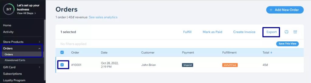 Go to the Orders, tick the Order checkbox to sell orders